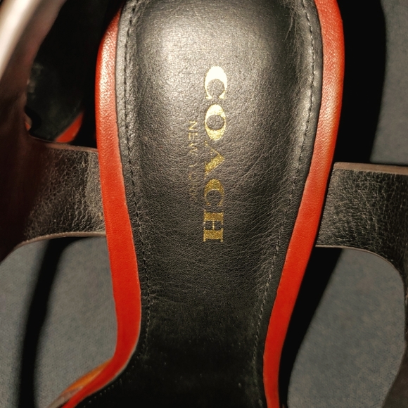 Coach Leather Izzie Red Woven High Heel Sandal Pumps, Size 6 - Picture 9 of 11